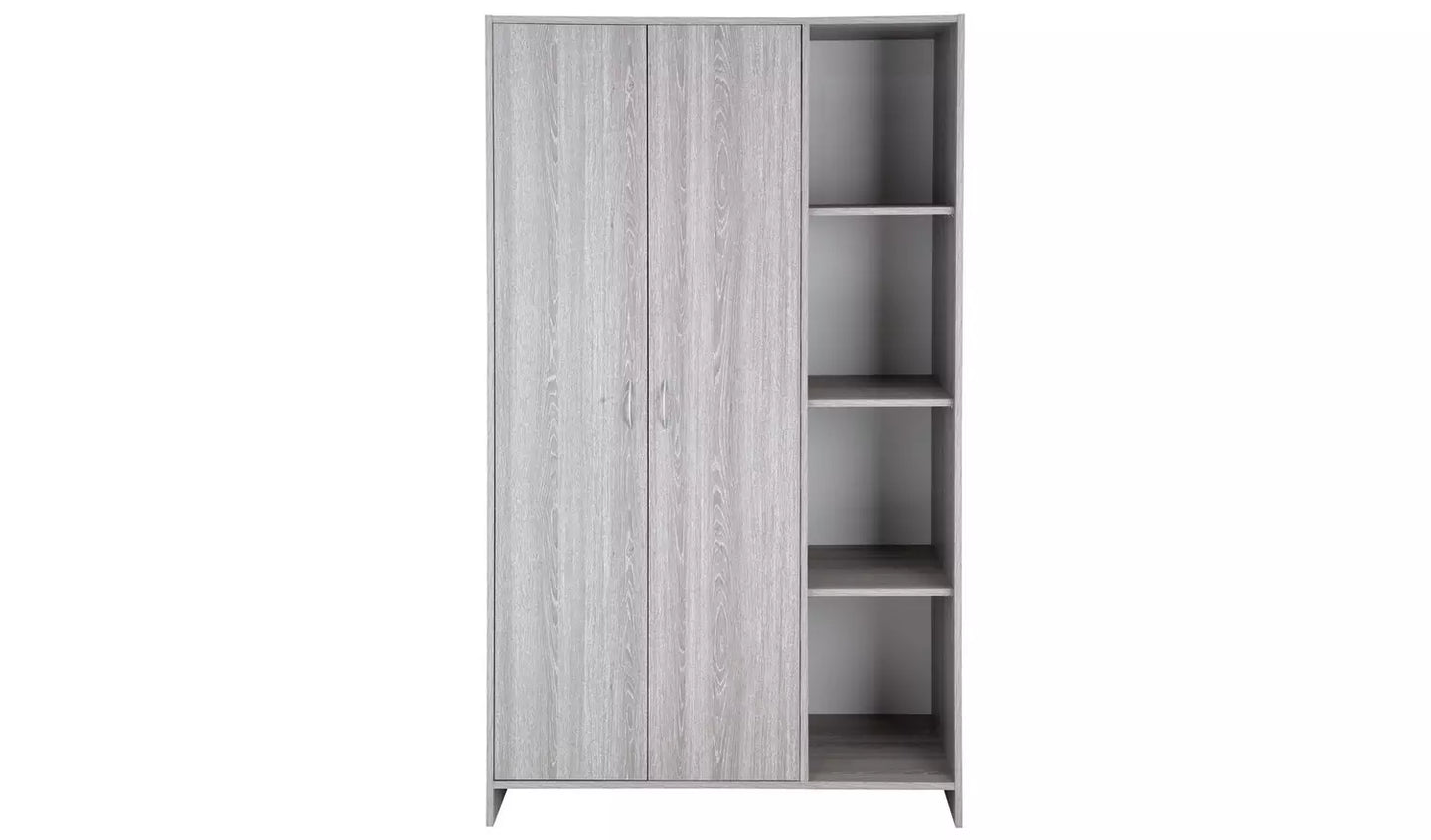 Seville 2 Door Open Shelf Wardrobe - Grey Oak Effect